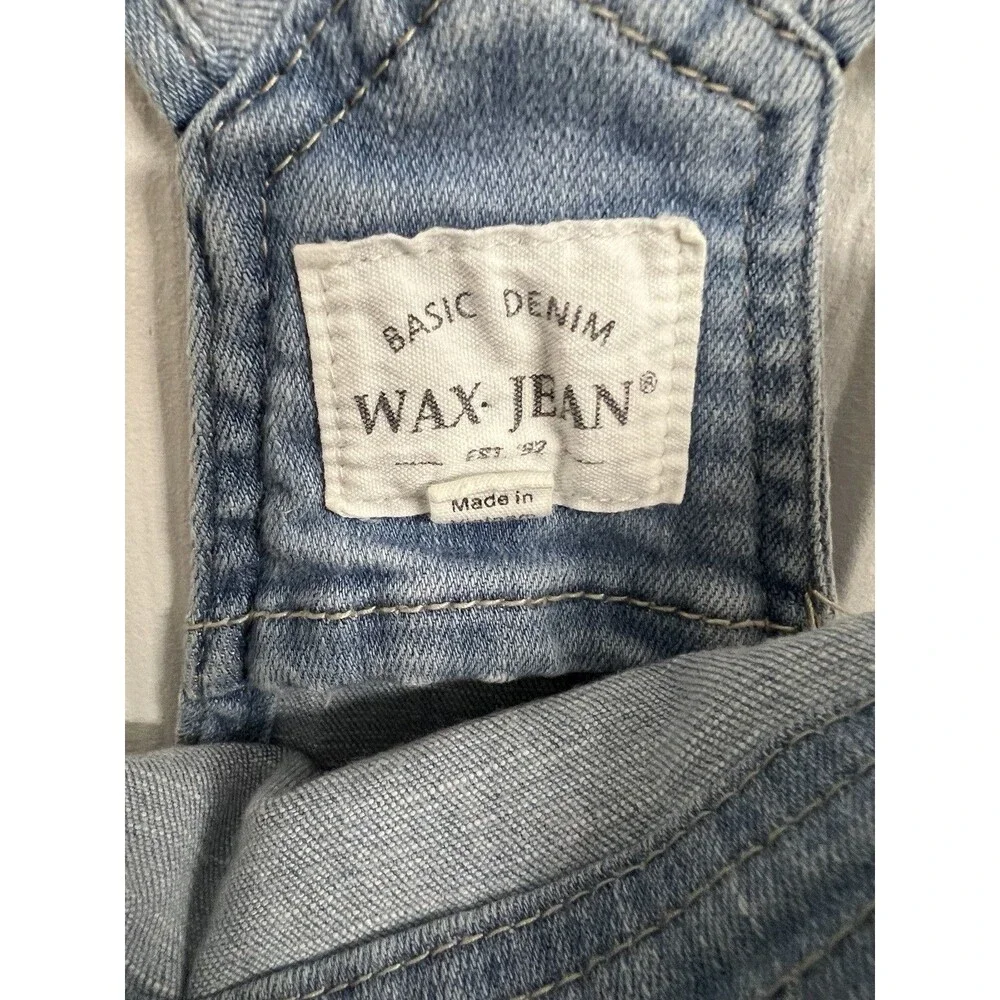 Wax Jean Classic Blue Denim Overall Shorts Size Large - Picture 5 of 6